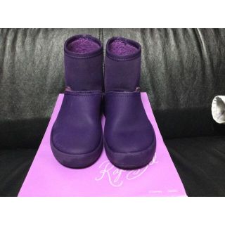 クロックス(crocs)のCrocs キッズレインブーツ　キッズ長靴　ボアブーツ　パープル　21cm(長靴/レインシューズ)