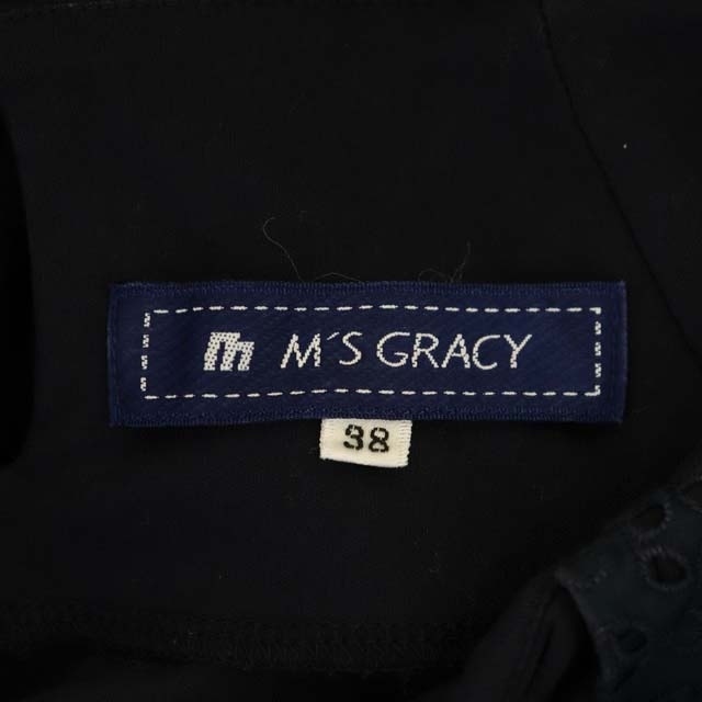 M'S GRACY(エムズグレイシー)のエムズグレイシー レース フレアスリーブ フレンチスリーブ カットソー 38 紺 レディースのトップス(その他)の商品写真