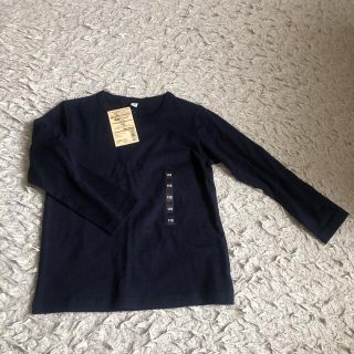 ムジルシリョウヒン(MUJI (無印良品))の新品　無印　長袖Tシャツ　ネイビー110cm(Tシャツ/カットソー)