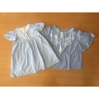 エヌナチュラルビューティーベーシック(N.Natural beauty basic)のぱん様専用♡女の子ワンピース 120センチ、大人トップスMサイズ☆親子ペア(ワンピース)