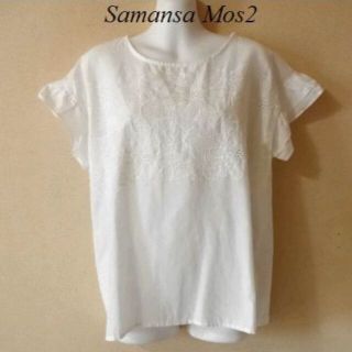 サマンサモスモス(SM2)のSamansa Mos2サマンサモスモス♡花柄刺繍　袖フリルカットソー(シャツ/ブラウス(半袖/袖なし))