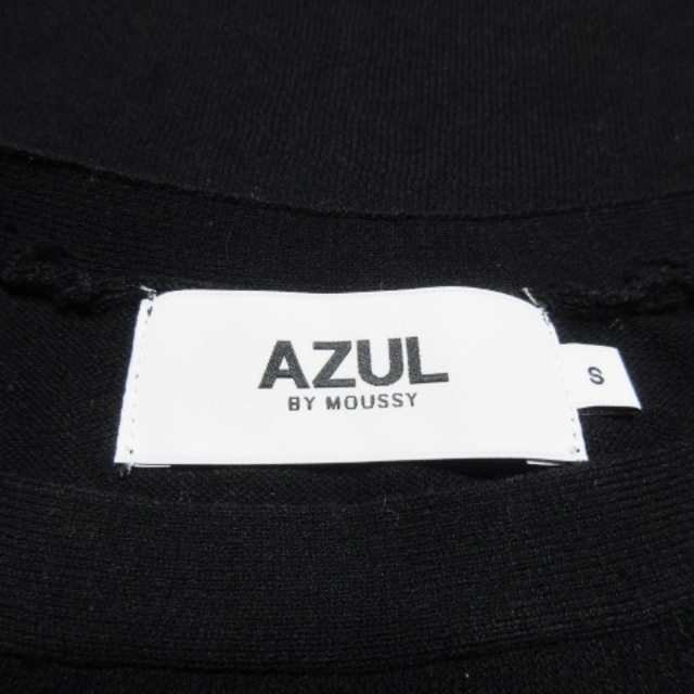 AZUL by moussy(アズールバイマウジー)のアズールバイマウジー カットソー ニットソー 五分袖 オーバーサイズ S 黒 レディースのトップス(その他)の商品写真