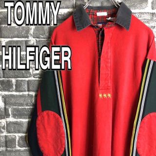 トミーヒルフィガー(TOMMY HILFIGER)のトミーヒルフィガー☆ポロシャツ 古着 太ストライプ 90s 旧タグ x71(ポロシャツ)