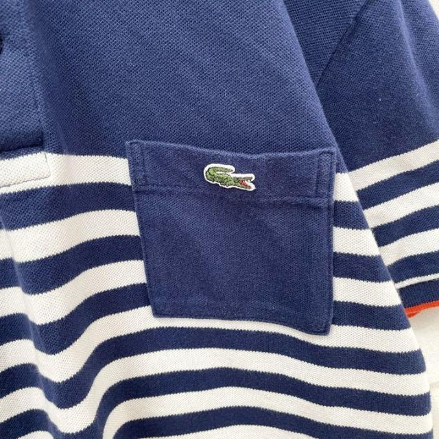 希少デザイン】ラコステ LACOSTE ポケット付き ポロシャツ ボーダー-