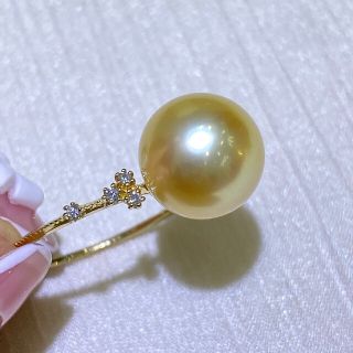 高級】天然南洋真珠 ダイヤモンド付きリングk18の通販|ラクマ