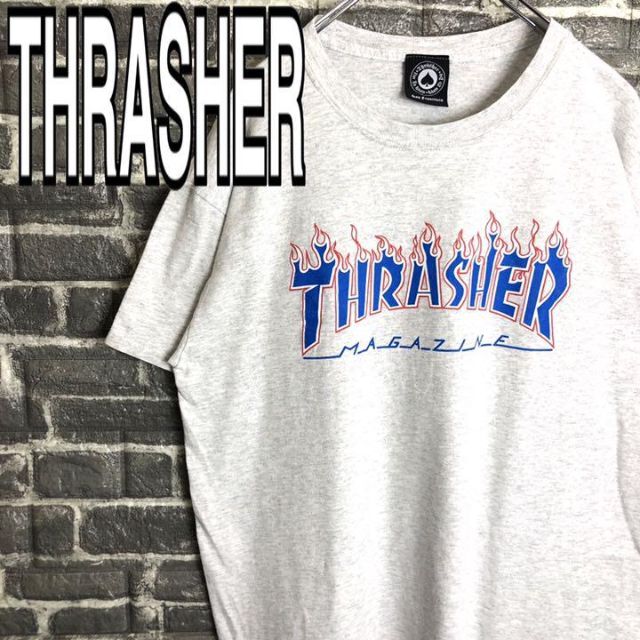 スラッシャー☆Tシャツ  90sデカロゴファイヤーパターン ゆるだぼ x84