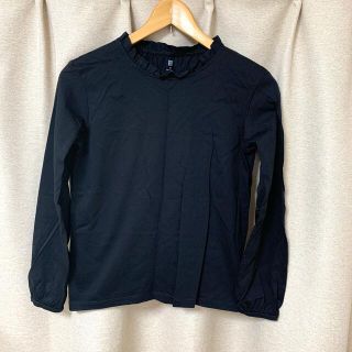 ユニクロ(UNIQLO)の★女の子150 長袖フリル付きカットソー　黒(Tシャツ/カットソー)