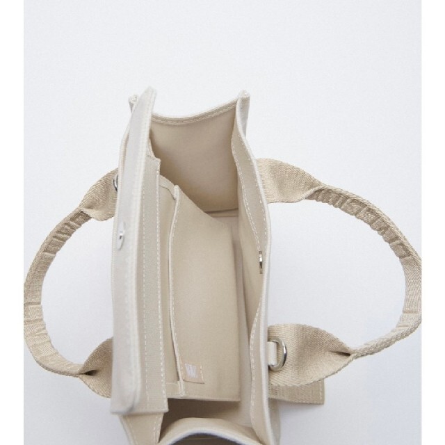 ZARA(ザラ)のZARA ロゴストラップ キャンバス トートバック ミニ ショルダー エクリュ レディースのバッグ(ショルダーバッグ)の商品写真