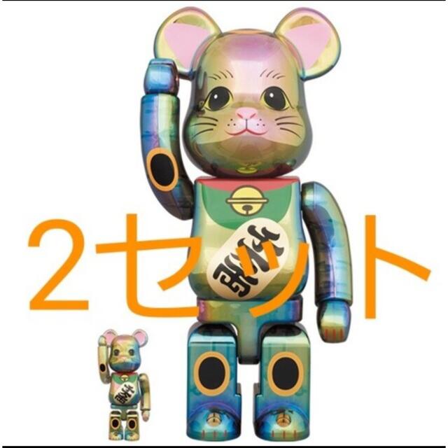 2セット BE@RBRICK 招き猫 黒透明メッキ 100％ & 400％その他