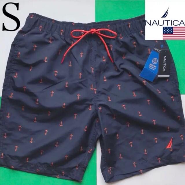 【新品】NAUTICA ノーティカ USA メンズ 水着 S ネイビー×オレンジ