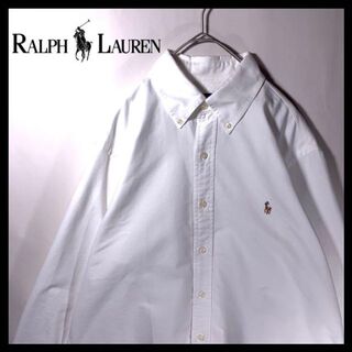 ラルフローレン(Ralph Lauren)の美品 ラルフローレン BDシャツ 白シャツ カラーポニー 刺繍ロゴ M 大きめ(シャツ)