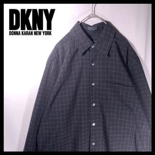 ダナキャランニューヨーク(DKNY)の90s 古着 DKNY ダナキャランニューヨーク レーヨン シャツ 長袖 黒 M(シャツ)