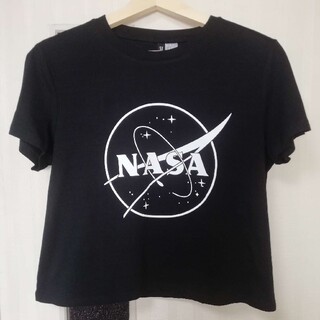 エイチアンドエム(H&M)の新品 タグ無 H&M NASA ロゴ ショート Tシャツ ブラック(Tシャツ(半袖/袖なし))