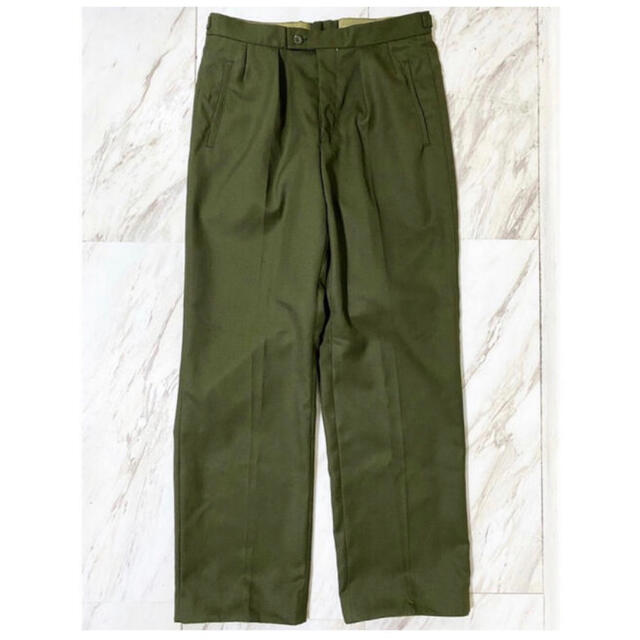 dead stock vintage チェコ軍 サマーウール 緑 ドレスパンツ 6
