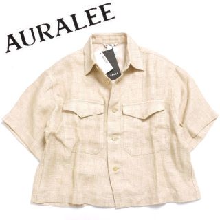 オーラリー(AURALEE)の新品・タグ付き AURALEE リネン ダブルフェイス ハーフスリーブ シャツ(シャツ/ブラウス(半袖/袖なし))