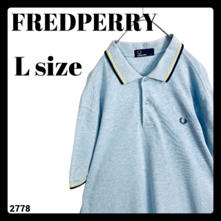 フレッドペリー(FRED PERRY)のフレッドペリー 半袖ポロシャツ 水色 ブルー ワンポイント刺繡 Lサイズ(ポロシャツ)