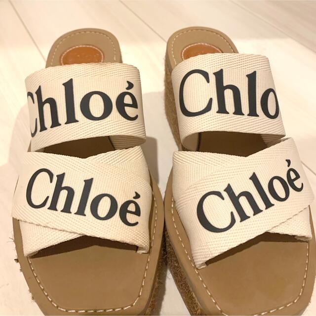 Chloe クロエ キャンバス フラット ウェッジソール サンダル woody