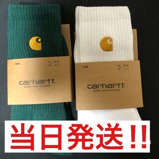 カーハート(carhartt)のcarhartt カーハート　ソックス 靴下　新品未使用品2足セット　白　緑(ソックス)