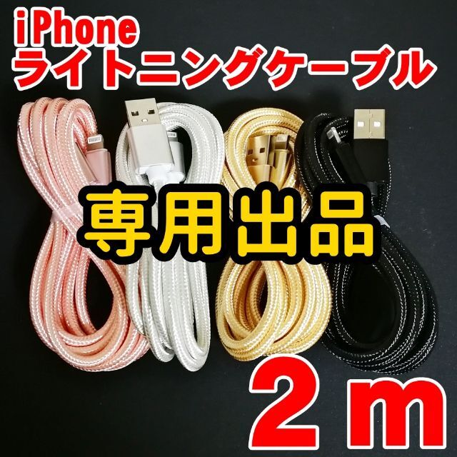 iPhone(アイフォーン)のiPhone 充電器ケーブル 2m シルバー 4本セット スマホ/家電/カメラのスマートフォン/携帯電話(バッテリー/充電器)の商品写真