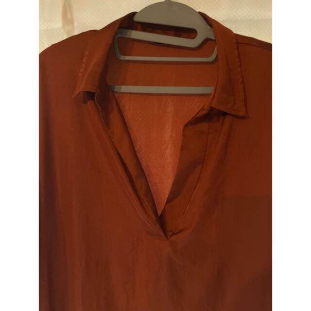 UNIQLO(ユニクロ)のシャツ ブラウン テラコッタ ユニクロ 長袖 Lサイズ レディースのトップス(シャツ/ブラウス(長袖/七分))の商品写真