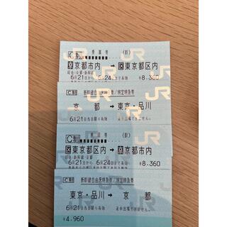 ジェイアール(JR)の新幹線東京ー京都　往復チケット　乗車日変更可能(鉄道乗車券)