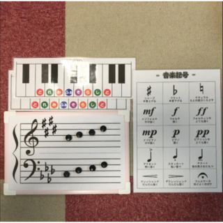 マグネット式五線譜ボード ピンク　音楽記号表(知育玩具)