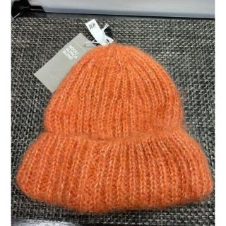 エイチアンドエム(H&M)の新品　H&M レディース　ニット帽 ニットキャップ　帽子　オレンジ　かわいい(ニット帽/ビーニー)