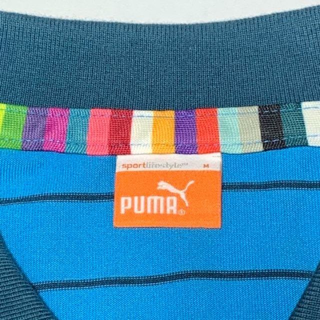 PUMA(プーマ)の【美品】プーマ ポロシャツ 半袖ポロシャツ 青系 ボーダー Mサイズ ゴルフ メンズのトップス(ポロシャツ)の商品写真