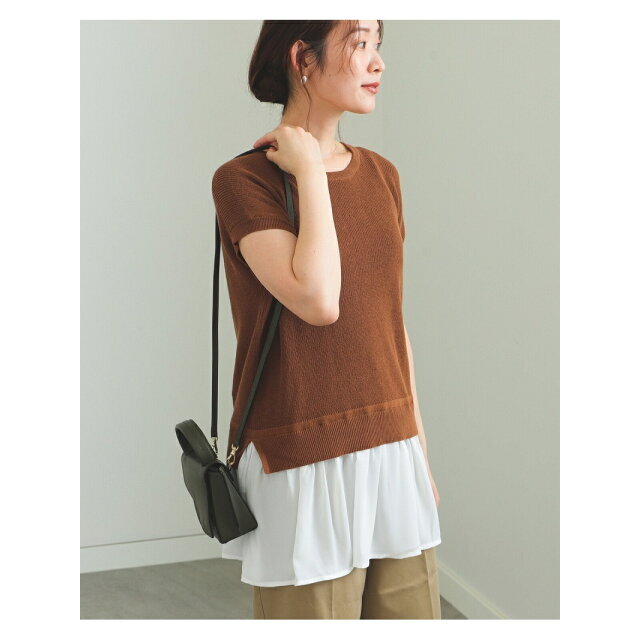 BEAMS(ビームス)の【BROWN】BEAMS HEART / キャミソール付 ドッキングプルオーバー レディースのトップス(ニット/セーター)の商品写真