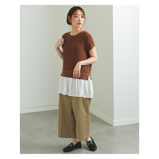 BEAMS(ビームス)の【BROWN】BEAMS HEART / キャミソール付 ドッキングプルオーバー レディースのトップス(ニット/セーター)の商品写真