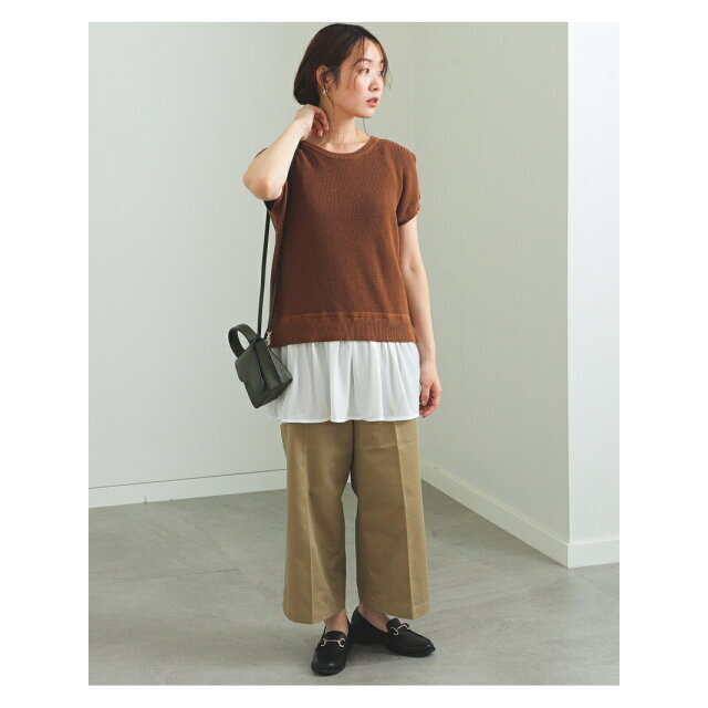 BEAMS(ビームス)の【BROWN】BEAMS HEART / キャミソール付 ドッキングプルオーバー レディースのトップス(ニット/セーター)の商品写真