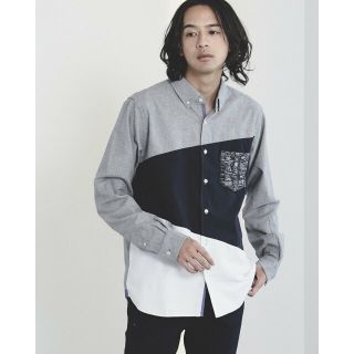 ビームス(BEAMS)の【D_GREY】BEAMS HEART / パッチワーク切替 長袖シャツ(その他)