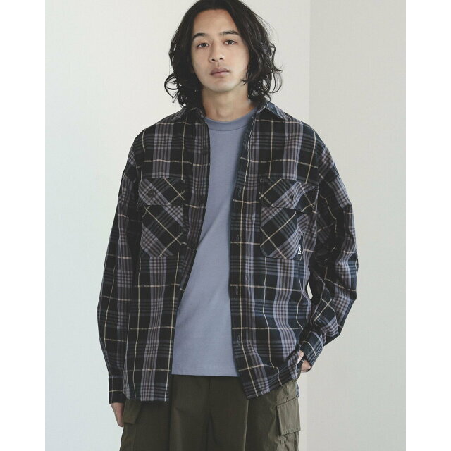 ビッグシルエット Beams SSZ BROCHURE 長袖パッチワークシャツ-