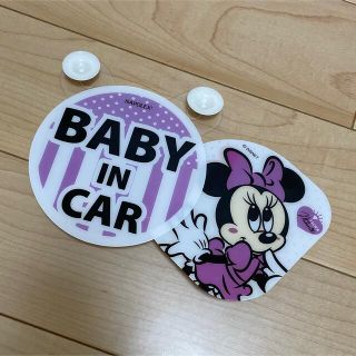 ディズニー(Disney)の【最安値】Disney♡baby in car ミニーマウス ピンク×白 吸盤(車内アクセサリ)