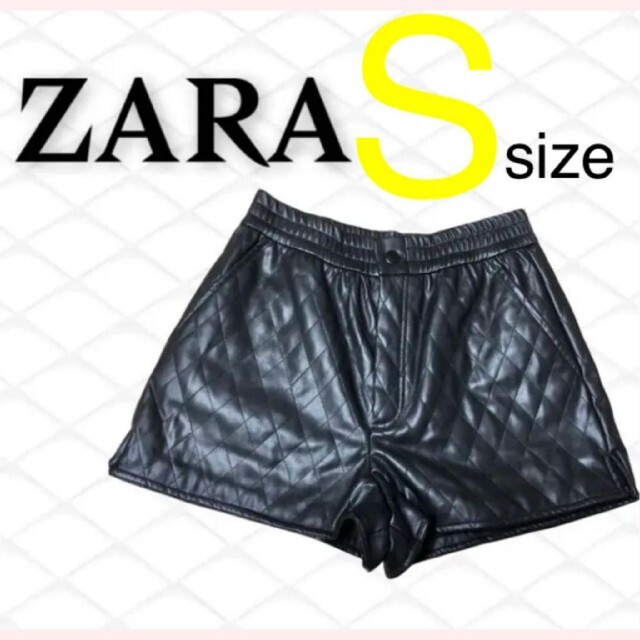 未使用タグ付き　ZARA ハーフパンツ　エコレザー　ブラック