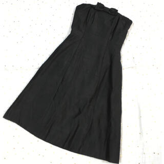 ハロッズ(Harrods)のハロッズ　ベアトップシルクワンピース　リボン　ブラック　サイズ2 M(ミディアムドレス)