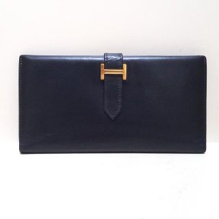エルメス(HERMES)のエルメス 長財布 ベアン 黒 ボックスカーフ(財布)