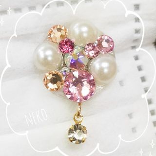 スワロフスキー(SWAROVSKI)のキラキラピンクマスクチャーム♡オールスワロフスキー使用♡ギフトプレにも♡(チャーム)