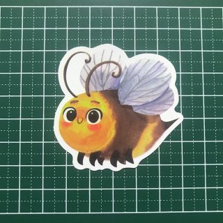 かわいいみつばち スマイル 蜜蜂 ミツバチ 昆虫 防水ステッカー(ステッカー)