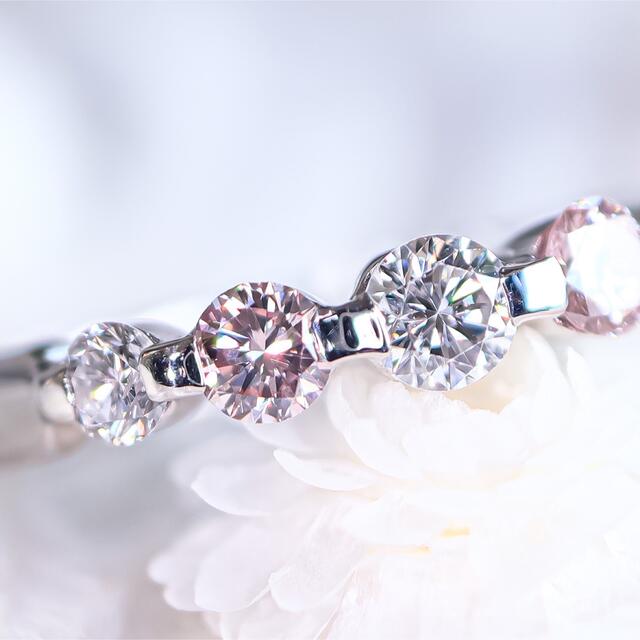 高品質天然ピンクダイヤモンド　エタニティリング レディースのアクセサリー(リング(指輪))の商品写真