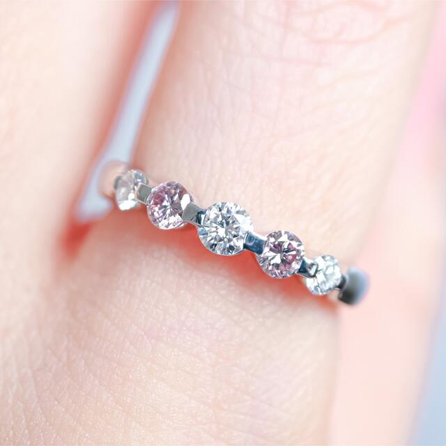 高品質天然ピンクダイヤモンド　エタニティリング レディースのアクセサリー(リング(指輪))の商品写真