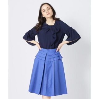 ランバンオンブルー(LANVIN en Bleu)の【LANVIN en Bleu】ティアードタックスカート・Chesty(ひざ丈スカート)