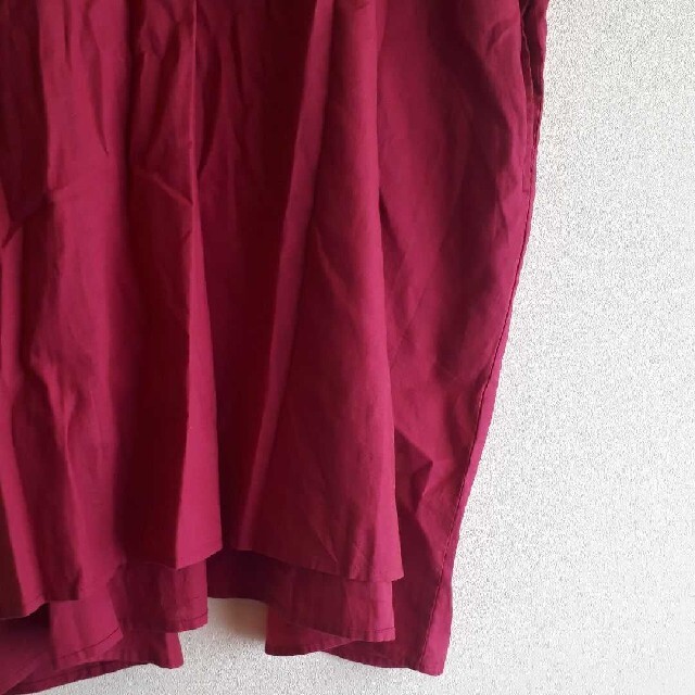 ゆったりサイズ XL リネンコットン 麻綿 無地 ワンピース 赤 レディースのワンピース(ロングワンピース/マキシワンピース)の商品写真