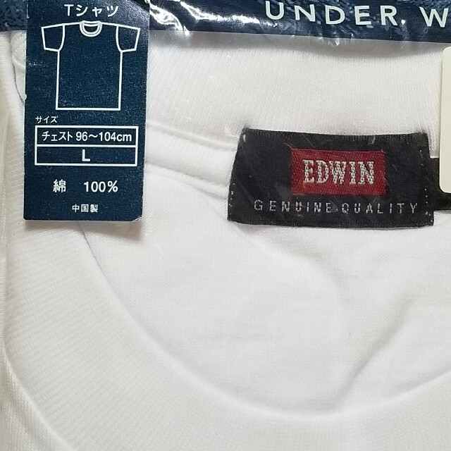 EDWIN(エドウィン)のEDWIN　Tシャツ　ホワイト　Lサイズ　綿100%　チェスト96～104cm メンズのトップス(Tシャツ/カットソー(半袖/袖なし))の商品写真