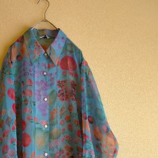 サンタモニカ(Santa Monica)の古着屋 OLD ヴィンテージ vintage 個性派 フルーツ柄 シアーシャツ(シャツ/ブラウス(長袖/七分))