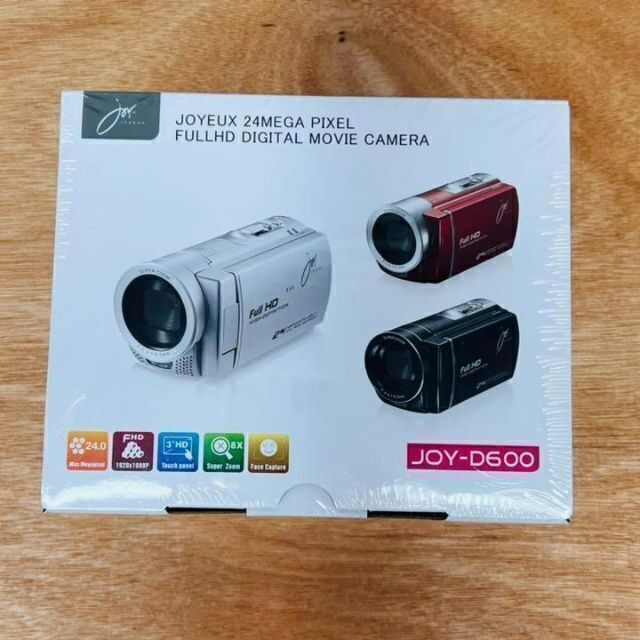 ジョワイユ　JOY-D600 ビデオカメラ　ワインレッド スマホ/家電/カメラのカメラ(ビデオカメラ)の商品写真