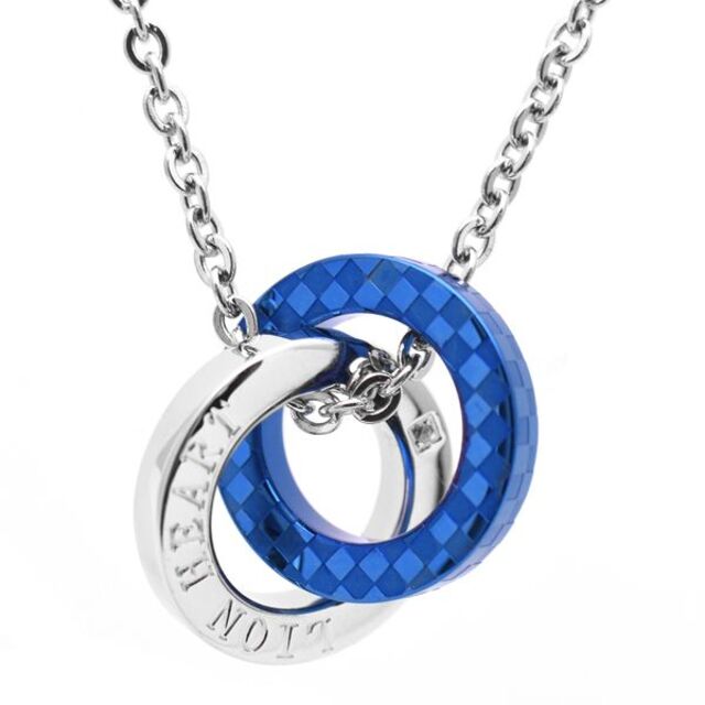 LION HEART(ライオンハート)のライオンハート ネックレス メンズ ダブルリング ブルー 青 ブランド メンズのアクセサリー(ネックレス)の商品写真