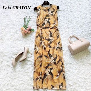 ロイスクレヨン(Lois CRAYON)の美品♡ロイスクレヨン　花柄　ロングワンピース　ノースリーブ　ウエストベルト　M(ロングワンピース/マキシワンピース)