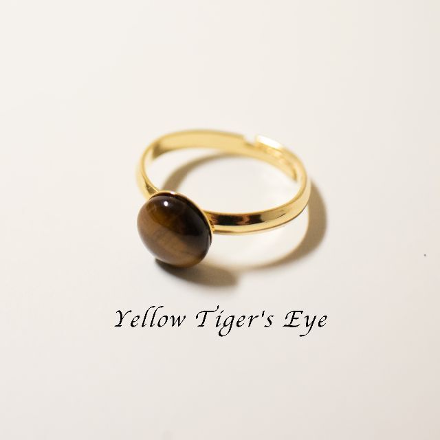イエロータイガーアイ リング フリーサイズ ゴールド 指輪 天然石 虎眼石  ハンドメイドのアクセサリー(リング)の商品写真