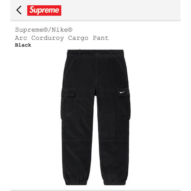 Supreme/Nike Arc Corduroy Cargo Pant 黒 S